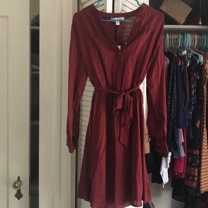 Amour Vert Red Shirt Dress